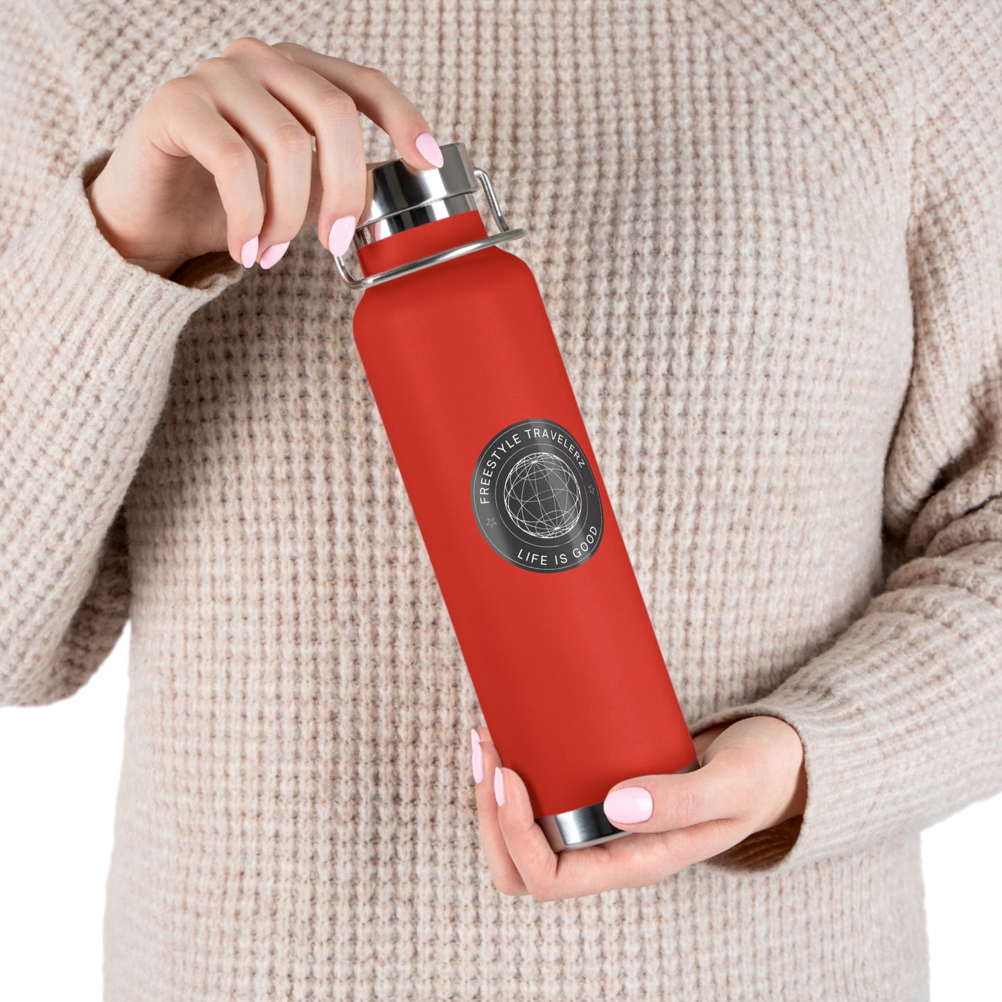 Freestyle Travelerz - Life Is Good - Copper Vacuum Insulated Bottle, 22oz