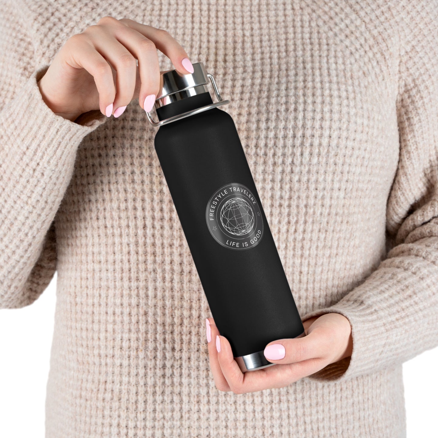 Freestyle Travelerz - Life Is Good - Copper Vacuum Insulated Bottle, 22oz